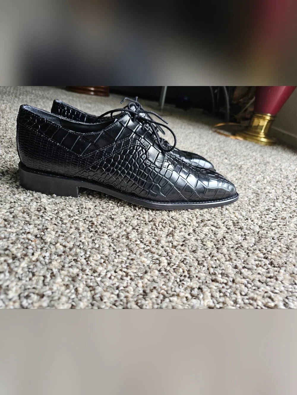 Stacy Adams Men's Black Croc-Embossed Lace-Up Dress Shoes